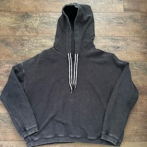 AERIE | Ribbed cropped pullover hoodie